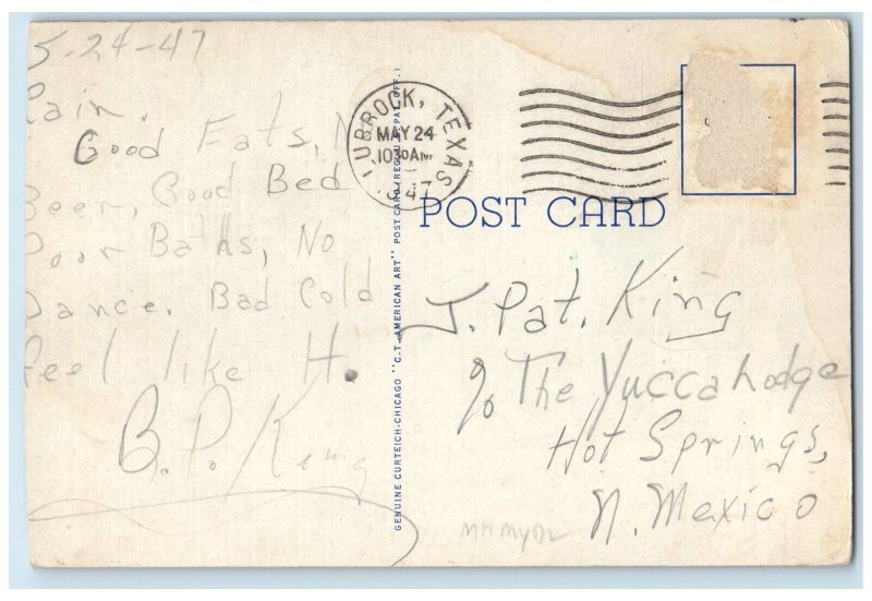 1947 US Post Office Building Street View Lubbock Texas TX Vintage Postcard