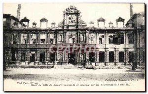 Postcard Old City Hall Rheims Bombard and fire by the Germans May 3, 1977 Mil...