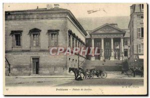 Old Postcard Poitiers Courthouse Carriages