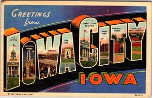 Postcard BIG LETTERS SCENE Iowa City Iowa IA AN9545