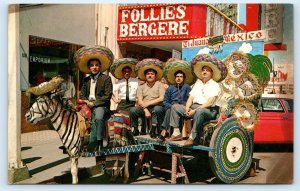 TIJUANA, Mexico ~ Roadside TOURISTS POSE in DONKEY CART c1960s  Postcard