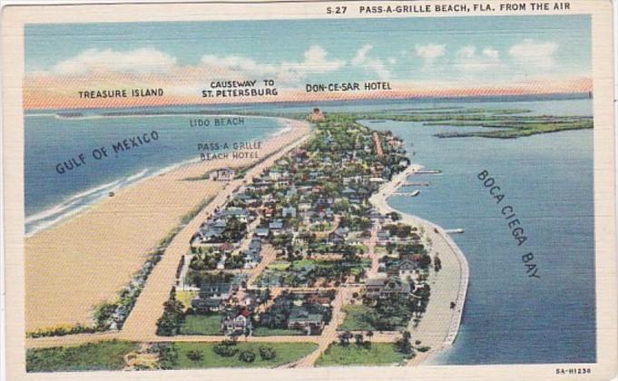 Florida Pass-A-Grille Aerial View Curteich