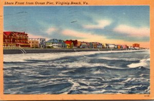 Virginia Virginia Beach Shore Front From Ocean Pier 1953