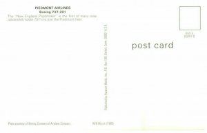 Piedmont Airlines Boeing 737 201 New England's Pacemaker Postcard