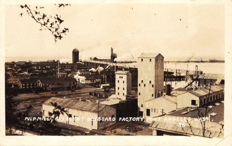 RPPC Pulp Mill Crescent Boxboard Factory Port Angeles WA c1910s Vintage Postcard