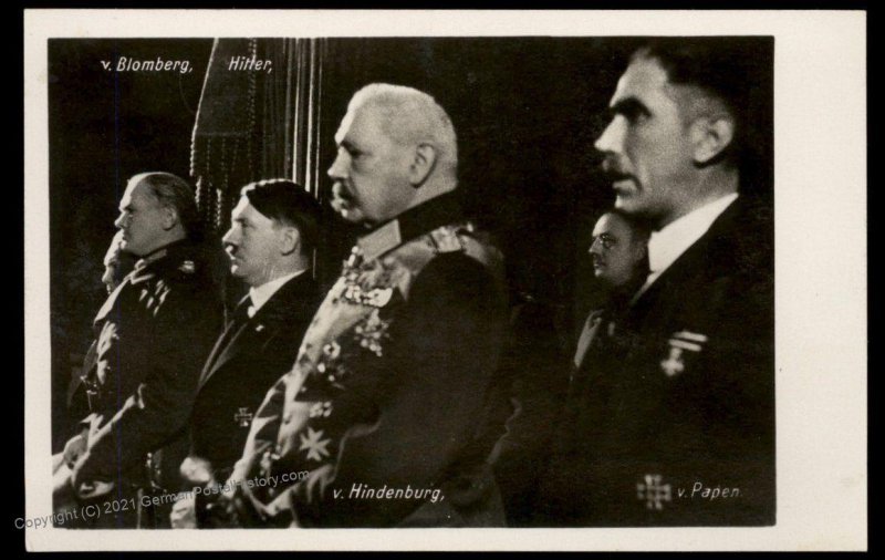 3rd Reich Germany 1933 Hitler Hindenburg Blomberg von Papen RPPC Hoffmann 101026