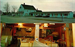 Vtg Farmington Maine ME Last Chance Motel Restaurant Dual View Postcard