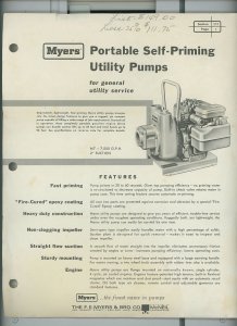 1961 Myers M7 Utility Pump Brochure with Specifications and Features A89