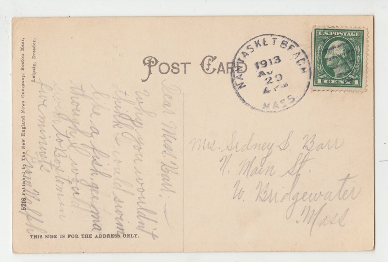 P2998, 1913 postcard water view hotel pemberton hull mass