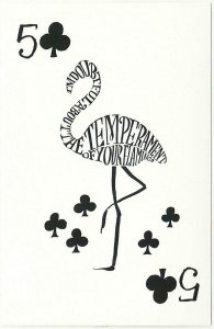 Alice in Wonderland Temperament of Your Flamingo Five of Clubs Postcard