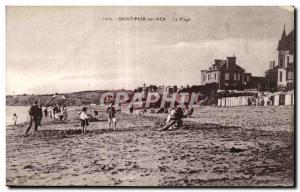 Old Postcard Saint Pair Sur Mer The Beach