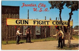 FRONTIER CITY USA Oklahoma City Cowboy Gun Fight Corral Route 66 c1960s Postcard