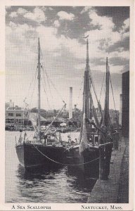 Nantucket MA, Harbor View 1935, Scallop Fishing Boats, Sailing Boat, Photo