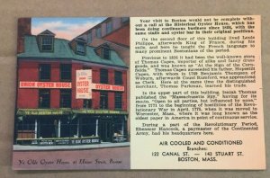 VINT LINEN POSTCARD USED 1956 YE OLDE OYSTER HOUSE, 41 UNION ST., BOSTON, MASS