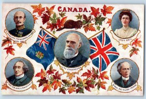 Canada Postcard Lord Strathcona Lady Grey British Flag c1910 Oilette Tuck Art