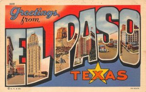 GREETINGS FROM EL PASO TEXAS CURT TEICH LARGE LETTER POSTCARD (1940s)