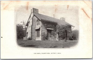 Log Cabin Palmer Park Detroit Michigan MI Grounds Old House Antique Postcard