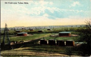 Tulsa Oklahoma Postcard c1910 Oil Field Tanks Derricks KL16