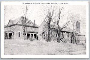 Cadiz Ohio 1940s Postcard St. Teresa's Catholic Church And Rectory