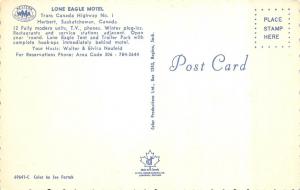 HERBERT, Saskatchewan Canada   LONE EAGLE MOTEL   Roadside Chrome Postcard