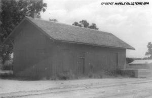 Marble Falls Texas 1974 Southern Pacific train depot real photo pc Z16536