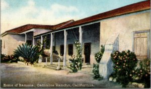 Vtg 1910 Home Of Ramona Camulos Rancho California CA Antique Postcard