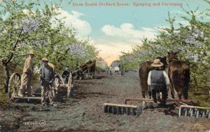 Orchard Spraying Fertilizing Disking Farming Nova Scotia Canada 1910c postcard