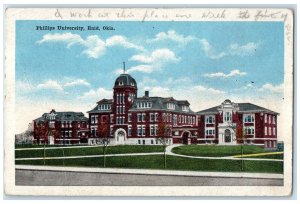 1920 Philips University Building Exterior Enid Oklahoma OK Posted Trees Postcard