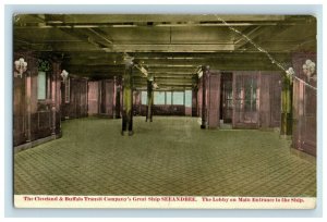 C.1910 Ships Lobby Cleveland & Buffalo Transit Steamer SEEANDBEE Postcard f78 