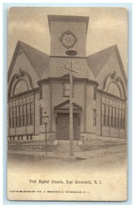 1912 Entrance to First Baptist Church, Rhode Island RI Postcard