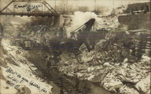 RR Tracks Crane Fulton Oswego NY Cancel c1910 RPPC CANAL CONSTRUCTION?