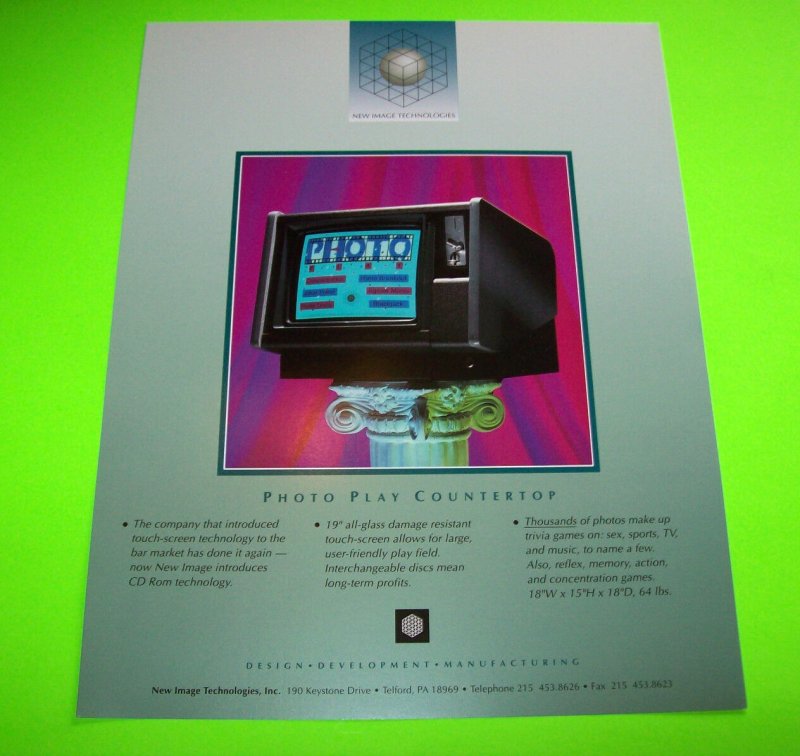 NEW IMAGE PHOTO PLAY COUNTERTOP VIDEO ARCADE GAME MACHINE SALES FLYER BROCHURE 