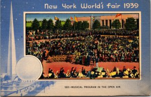 Vtg 1939 Musical Program In Open Air New York World's Fair NY Linen Postcard