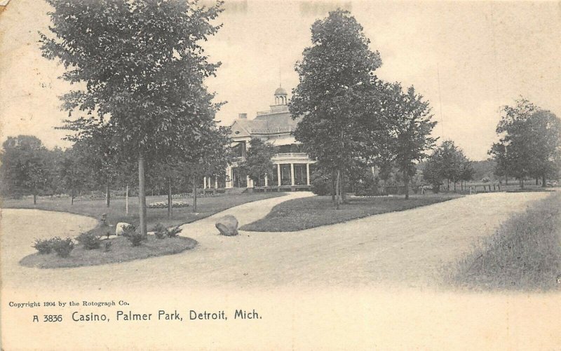 Detroit Michigan 1908 Postcard Casino Palmer Park Yale Michigan Cancel