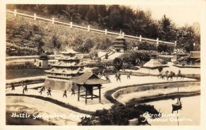 RPPC Battle for Castle of Nagoya, Bernheimer Japanese Garden ca 1930s Postcard