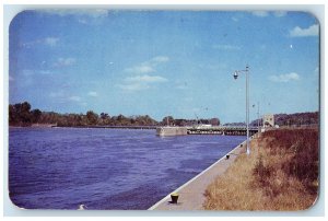 1950 US Government Lock & Dam River Gulf Water Way Peoria Illinois IL Postcard