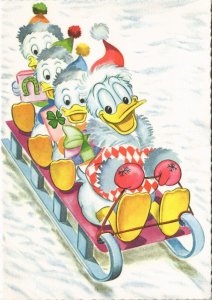 PC DISNEY, DONALD DUCK, HUEY, LOUIE AND DEWEY DUCK, Vintage Postcard (b43828)