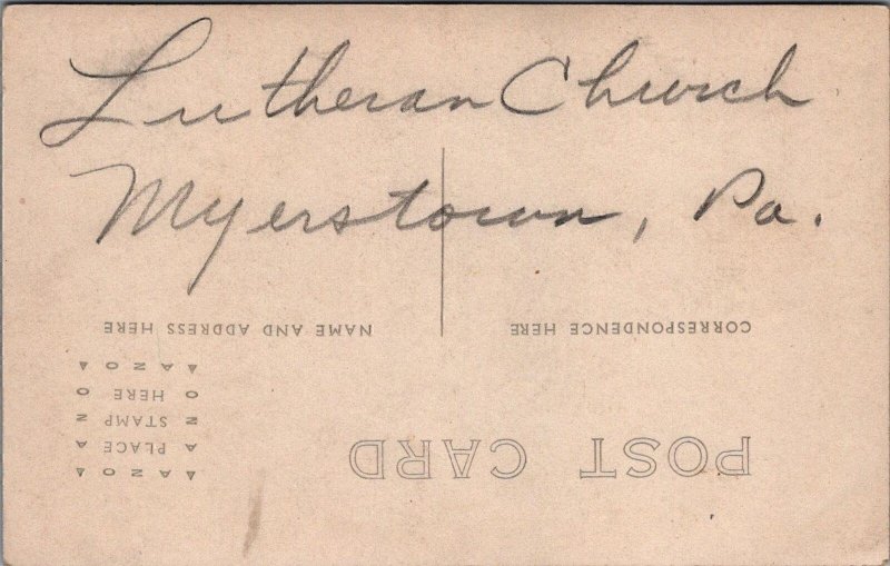 RPPC Postcard Lutheran Church Myerstown PA