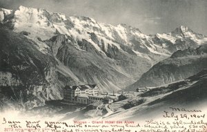 Vintage Postcard 1930's Murren Grand Hotel Des Alpes Murren Bern Switzerland