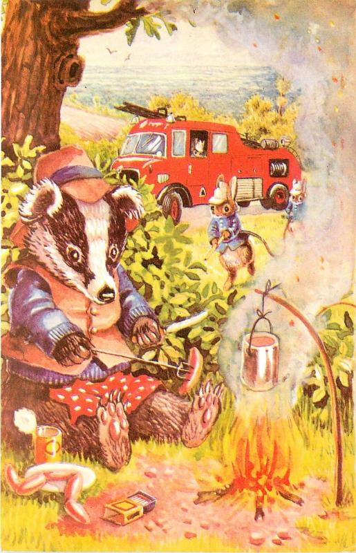 Medici Postcard Pk 363 Racey Helps Badger's Interrupted Feast, Mouse Fireman