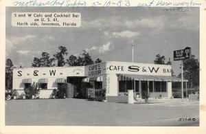 S & W CAFE Inverness, Florida ROADSIDE Diner Bar c1950s RARE Vintage Postcard