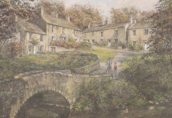 Mother & Child at Clapham Bridge Yorkshire Giant Painting Postcard