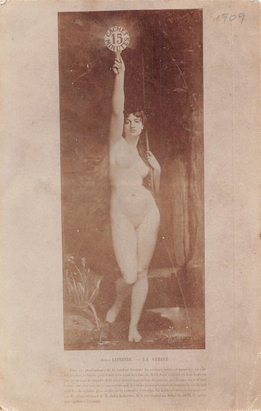 L473 Glamour Risque Nude La Verite 1909 advertising vintage postcard
