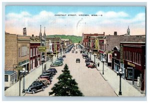 Vintage Chestnut Street Virginia, Minn. Postcard P96