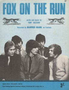 Manfred Mann Fox On The Run Rare Blue Cover 1st Edn UK Sheet Music