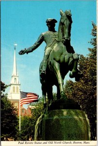 Massachusetts Boston Paul Revere Statue and Old North Church