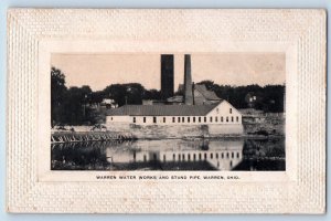 Warren Ohio Postcard Warren Water Works Stand Pipe Exterior Building View c1910