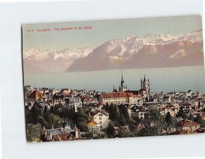 Postcard Vue générale et les Alpes Lausanne Switzerland