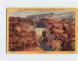 Postcard Hoover Dam and Powerhouse Colorado River USA