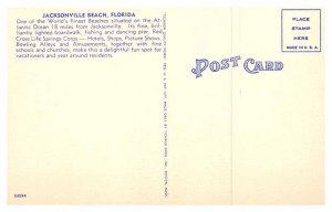 Postcard BEACH SCENE Jacksonville Florida FL AQ5740